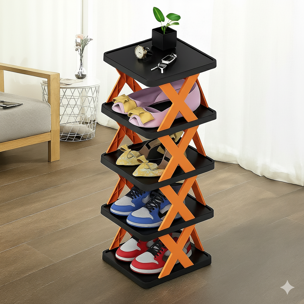 5 layer Multifunctional Black Shoe Organizer Rack (Black -HL013)